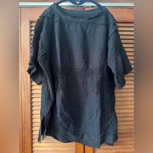 We The Free Black Lace Detail Top